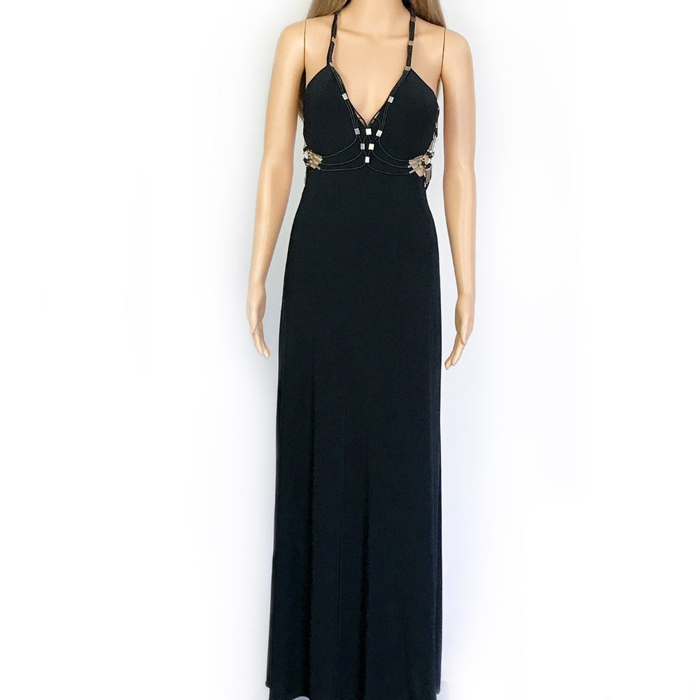 New. LM Collection Backless Black Party Dress